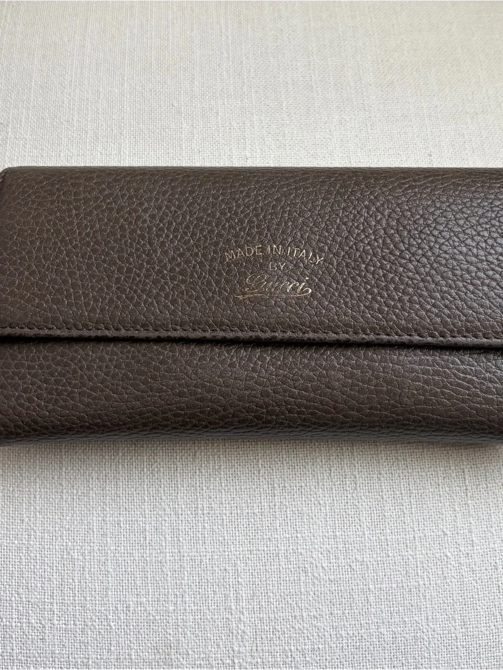 GUCCI brown/pink pebbled leather long wallet